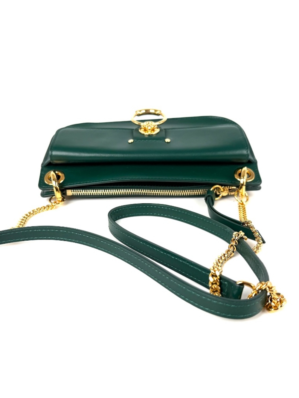 Chloe Tess Chain Green Leather Chain Crossbody Bag - Picture 8 of 16